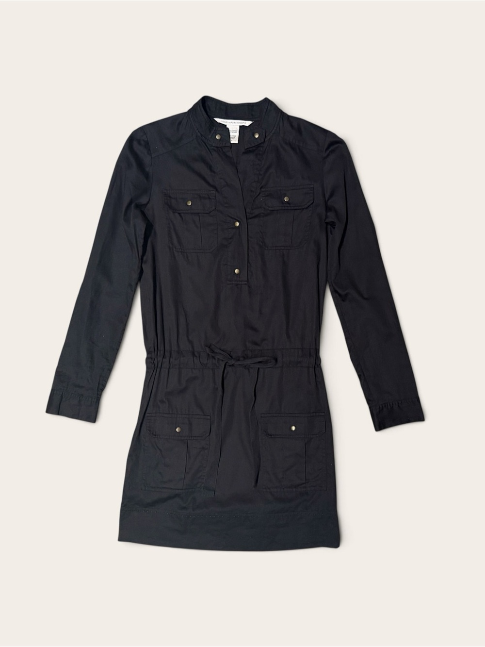 Diane Von Furstenberg DVF Black Selma Cargo Cotton Mini Dress Size 0